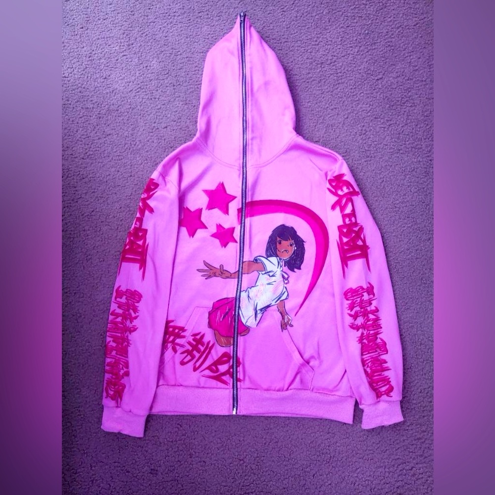 Y2K Fashion Graphic Zip-Up Hoodie